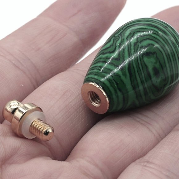 Natural Malachite Crystal Gemstone CREMATION URN with 24" Steel Chain Necklace - Picture 4 of 6